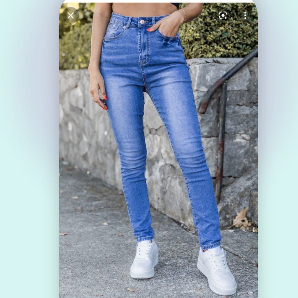 Pink Lily Blaire Medium Wash Ultra High Rise Skinny Jeans NWT
